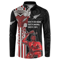 Toitu Te Reo Maori Toitu Te Whenua Toitu Te Tiriti Button Sweatshirt Maori Warrior New Zealand LT01 Black - Polynesian Pride