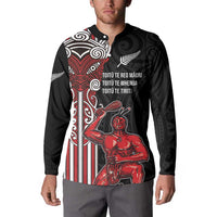 Toitu Te Reo Maori Toitu Te Whenua Toitu Te Tiriti Button Sweatshirt Maori Warrior New Zealand LT01 - Polynesian Pride