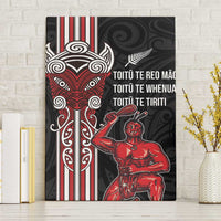 Toitu Te Reo Maori Toitu Te Whenua Toitu Te Tiriti Canvas Wall Art Maori Warrior New Zealand LT01 Without Frame Black - Polynesian Pride