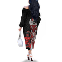 Toitu Te Reo Maori Toitu Te Whenua Toitu Te Tiriti Family Matching Off The Shoulder Long Sleeve Dress and Hawaiian Shirt Maori Warrior New Zealand LT01 - Polynesian Pride