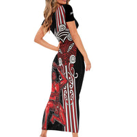 Toitu Te Reo Maori Toitu Te Whenua Toitu Te Tiriti Family Matching Short Sleeve Bodycon Dress and Hawaiian Shirt Maori Warrior New Zealand LT01 - Polynesian Pride