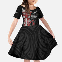 Toitu Te Reo Maori Toitu Te Whenua Toitu Te Tiriti Family Matching Tank Maxi Dress and Hawaiian Shirt Maori Warrior New Zealand LT01 Daughter's Dress Black - Polynesian Pride