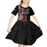 Toitu Te Reo Maori Toitu Te Whenua Toitu Te Tiriti Kid Short Sleeve Dress Maori Warrior New Zealand LT01 - Polynesian Pride