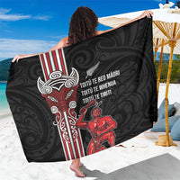 Toitu Te Reo Maori Toitu Te Whenua Toitu Te Tiriti Sarong Maori Warrior New Zealand LT01 One Size 44 x 66 inches Black - Polynesian Pride