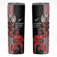 Toitu Te Reo Maori Toitu Te Whenua Toitu Te Tiriti Skinny Tumbler Maori Warrior LT01 Black - Polynesian Pride