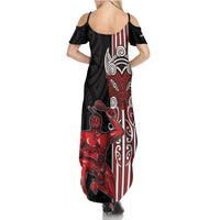 Toitu Te Reo Maori Toitu Te Whenua Toitu Te Tiriti Summer Maxi Dress Maori Warrior New Zealand LT01 - Polynesian Pride
