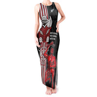 Toitu Te Reo Maori Toitu Te Whenua Toitu Te Tiriti Tank Maxi Dress Maori Warrior New Zealand LT01 Women Black - Polynesian Pride