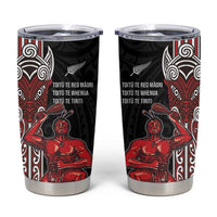 Toitu Te Reo Maori Toitu Te Whenua Toitu Te Tiriti Tumbler Cup Maori Warrior LT01 Black - Polynesian Pride