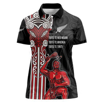Toitu Te Reo Maori Toitu Te Whenua Toitu Te Tiriti Women Polo Shirt Maori Warrior New Zealand LT01 Female Black - Polynesian Pride
