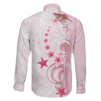 Pink Plumeria Sea Shell Family Matching Off Shoulder Short Dress and Hawaiian Shirt Starfish Polynesian Pattern - Polynesian Pride