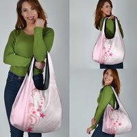 Pink Plumeria Sea Shell Grocery Bag Starfish Polynesian Pattern - Polynesian Pride
