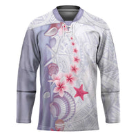 Purple Plumeria Sea Shell Hockey Jersey Starfish Polynesian Pattern - Polynesian Pride