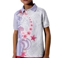Purple Plumeria Sea Shell Kid Polo Shirt Starfish Polynesian Pattern - Polynesian Pride