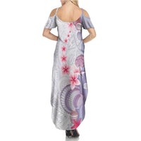 Purple Plumeria Sea Shell Summer Maxi Dress Starfish Polynesian Pattern - Polynesian Pride