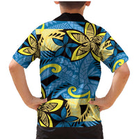 Plumeria Polynesian Pattern Family Matching Mermaid Dress and Hawaiian Shirt Unique Fantasy Blue Yellow LT01 - Polynesian Pride