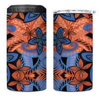 Plumeria Polynesian Pattern 4 in 1 Can Cooler Tumbler Unique Fantasy Orange Blue LT01 One Size: 16 oz Orange - Polynesian Pride
