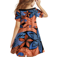Plumeria Polynesian Pattern Family Matching Off Shoulder Maxi Dress and Hawaiian Shirt Unique Fantasy Orange Blue