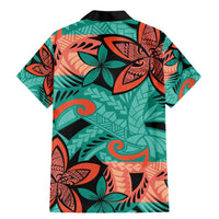 Plumeria Polynesian Pattern Family Matching Mermaid Dress and Hawaiian Shirt Unique Fantasy Teal Orange LT01 - Polynesian Pride