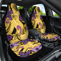 Plumeria Polynesian Pattern Car Seat Cover Unique Fantasy Yellow Purple LT01 One Size Yellow - Polynesian Pride