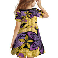 Plumeria Polynesian Pattern Family Matching Long Sleeve Bodycon Dress and Hawaiian Shirt Unique Fantasy Yellow Purple LT01 - Polynesian Pride