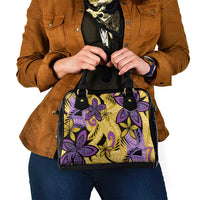 Plumeria Polynesian Pattern Shoulder Handbag Unique Fantasy Yellow Purple