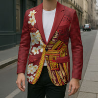 Hawaii King Kamehameha Blazer Plumeria Lauhala Pattern
