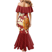 Hawaii King Kamehameha Family Matching Mermaid Dress and Hawaiian Shirt Plumeria Lauhala Pattern LT01 - Polynesian Pride