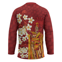 Hawaii King Kamehameha Hockey Jersey Plumeria Lauhala Pattern