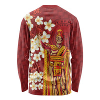 Hawaii King Kamehameha Long Sleeve Shirt Plumeria Lauhala Pattern