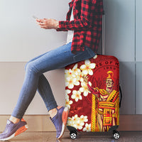 Hawaii King Kamehameha Luggage Cover Plumeria Lauhala Pattern