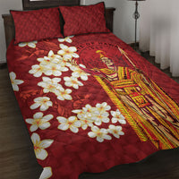 Hawaii King Kamehameha Quilt Bed Set Plumeria Lauhala Pattern