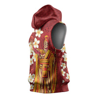 Hawaii King Kamehameha Sleeveless Hoodie Plumeria Lauhala Pattern