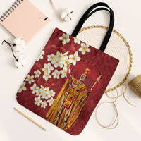 Hawaii King Kamehameha Tote Bag Plumeria Lauhala Pattern