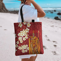 Hawaii King Kamehameha Tote Bag Plumeria Lauhala Pattern