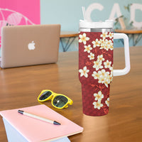 Hawaii King Kamehameha Tumbler With Handle Plumeria Lauhala Pattern