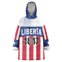 Personalized Liberia 1847 Wearable Blanket Hoodie Happy Independence Day