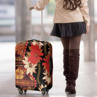 Hawaii Christmas Poinsettia Lei Luggage Cover Tapa Pattern - Polynesian Pride