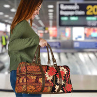 Hawaii Christmas Poinsettia Lei Travel Bag Tapa Pattern - Polynesian Pride