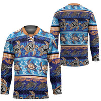 Hawaii Turtles Pattern Special Blue Hockey Jersey - Polynesian Pride