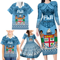 Fiji Rugby Family Matching Long Sleeve Bodycon Dress and Hawaiian Shirt Fijian Go 2023 World Cup LT01 - Polynesian Pride