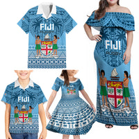 Fiji Rugby Family Matching Off Shoulder Maxi Dress and Hawaiian Shirt Fijian Go 2023 World Cup LT01 - Polynesian Pride