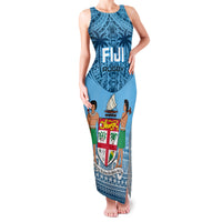 Fiji Rugby Family Matching Tank Maxi Dress and Hawaiian Shirt Fijian Go 2023 World Cup LT01 Mom's Dress Blue - Polynesian Pride