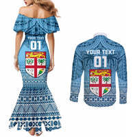 Custom Fiji Rugby Couples Matching Mermaid Dress and Long Sleeve Button Shirts Fijian Go 2023 World Cup LT01 - Polynesian Pride