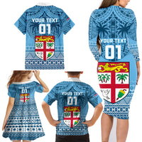 Custom Fiji Rugby Family Matching Long Sleeve Bodycon Dress and Hawaiian Shirt Fijian Go 2023 World Cup LT01 - Polynesian Pride