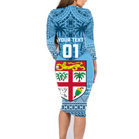 Custom Fiji Rugby Family Matching Long Sleeve Bodycon Dress and Hawaiian Shirt Fijian Go 2023 World Cup LT01 - Polynesian Pride