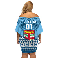 Custom Fiji Rugby Family Matching Off Shoulder Short Dress and Hawaiian Shirt Fijian Go 2023 World Cup LT01 - Polynesian Pride