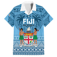 Custom Fiji Rugby Family Matching Tank Maxi Dress and Hawaiian Shirt Fijian Go 2023 World Cup LT01 Dad's Shirt - Short Sleeve Blue - Polynesian Pride