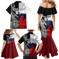 Custom New Zealand And France Rugby Family Matching Mermaid Dress and Hawaiian Shirt XV de France Kiwi Silver Fern 2023 World Cup LT01 - Polynesian Pride