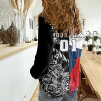 Custom New Zealand And France Rugby Women Casual Shirt XV de France Kiwi Silver Fern 2023 World Cup LT01 - Polynesian Pride