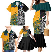 Custom New Zealand And Australia Rugby Family Matching Mermaid Dress and Hawaiian Shirt Wallabies Kiwi Silver Fern 2023 World Cup LT01 - Polynesian Pride